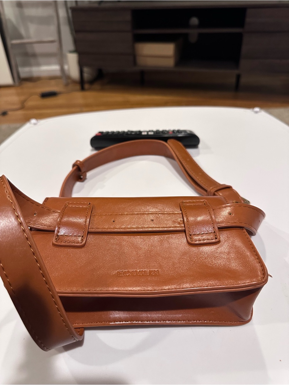 Ecosusi Tan Leatherette Belt bag with Adjustable Strap